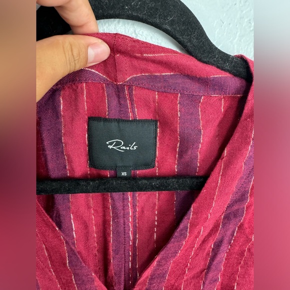 Rails Thea Rouge Stripe Red Metallic Tie Front Crop Top XS - Picture 5 of 11